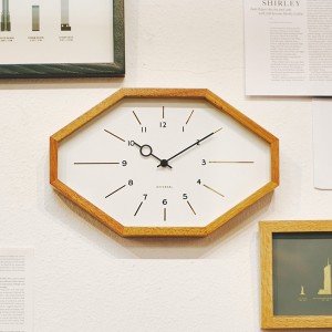 電波時計 おしゃれ 掛け時計 ベルモンテ 八角形 壁掛け時計 木製 レトロ CL-3024