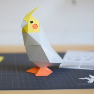 カクカク インコ オカメインコ 鳥 ペーパークラフト 組み立てキット 動物 かわいい おしゃれ インテリア 工作 子供  作成キット 知育 知