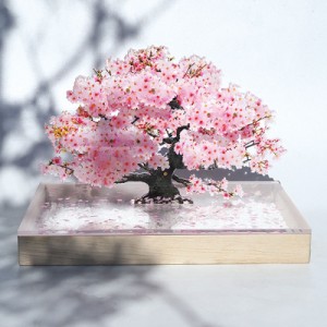 桜 オブジェ さくら 置物 アクリル樹脂製 インテリア おしゃれ 日本製 木箱入り トウメイ 盆栽 日本土産 お花見 高級 プレゼント ギフト