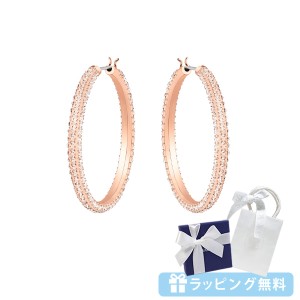 スワロフスキー SWAROVSKI ストーンフープピアス 大ぶり クリスタル ローズ 5383938