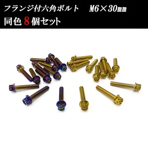 フランジ付六角ボルト M6×30mm P1.0 フラワーヘッド ステンレス 8個set 車 汎用 外装 カー用品 ポイント消化 送料無料