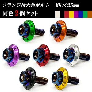 フランジ付六角ボルト M8×25mm P1.25 カラーワッシャー フジツボ 22×4mm 2個set 車 汎用 外装 カー用品 ポイント消化 送料無料