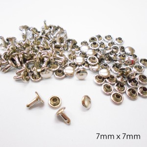 レザークラフト カシメ 金具 両面 頭7mm 足7ｍｍ 50組 シルバー アンティーク 手芸 キット パーツ 革 材料 かしめ