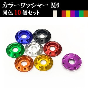 ナンバー フェンダー アルミ カラーワッシャー フジツボ ボルト座面枠 M6 20×4mm 同色 10個set 車 汎用 外装 カー用品 ポイント消化 送