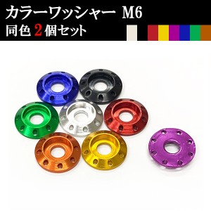 ナンバー フェンダー アルミ カラーワッシャー フジツボ ボルト座面枠 M6 20×4mm 同色 2個set 車 汎用 外装 カー用品 ポイント消化 送料