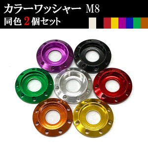 ナンバー フェンダー アルミ カラーワッシャー フジツボ ボルト座面枠 M8 22×4mm 同色 2個set 車 汎用 外装 カー用品 ポイント消化 送料