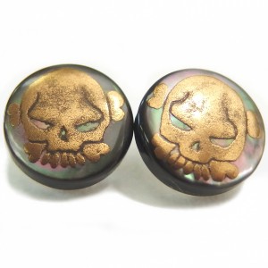 【Mt.Artigiano】skull(スカル)・黒蝶貝のボタンダウンピアス