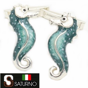 【取寄品】【SATURNO・サツルノ】SeaHorseタツノオトシゴのカフス（カフリンクス/カフスボタン）