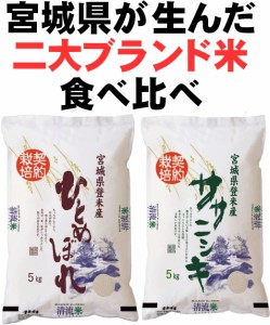 ◆ 令和5年産◆ 米 10kg お試し プレミアムな食べ比べ 送料無料 宮城県 登米産 ひとめぼれ & ササニシキ 白米 10kg (各5kg×1袋) 和紙袋