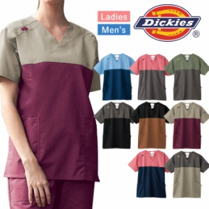 スクラブ 白衣 ディッキーズ 医療 看護師 医療用 FOLK Dickies ユニフォーム レディース メンズ 男女兼用 バイカラー スクラブ 白衣 【送