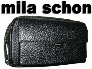 ミラショーン mila schon [ mila schon 日本製 MADE IN JAPAN ][ＮＥＲＯ] ネロ 持ち手付き ダブルファスナーセカンドバッグ ビジネス 牛