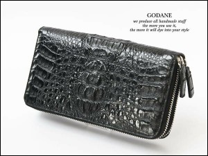 ゴダン GODANE Njcw8091cp Black カイマンクロコ ダブルファスナー長財布