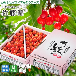 ジェイエイてんどうフーズ ご自宅用 さくらんぼ 山形県産 『佐藤錦』 約1kg M玉以上 バラ詰め  6月中旬ころから出荷開始 rc01