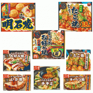 冷凍食品 8袋 かねます食品 美味い粉もん お好み焼き 明石焼き たこ焼き 3袋にプチサイズ お好み焼き豚肉入り たこ焼き(6個) キャベツ焼 