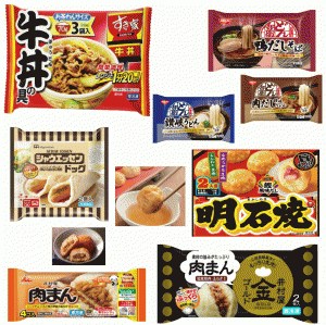 【新発売】 冷凍食品 8種 すき家牛丼の具 シャウエッセンドッグ 肉まん うどん そば 明石焼き 関東圏送料無料