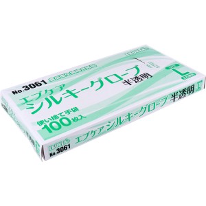 No.3061 エブケアシルキーグローブ 使い捨て手袋 半透明 箱入 Lサイズ 100枚入