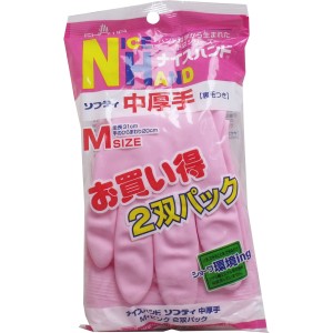 ナイスハンド ソフティ 中厚手 Ｍサイズ ピンク ２双パック