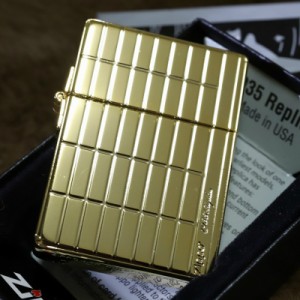 【レプリカZIPPO】1935レプリカ ゴールドスクエアカット 両面加工 網網模様 インナー金タンク 送料無料 人気モデル ライター