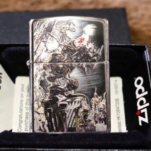 【天野喜孝 ZIPPO】FF6 ジッポライター ファイナルファンタジー6 街 ブラック削り フルカラー加工 綺麗なジッポ ジッポー ライター ティ