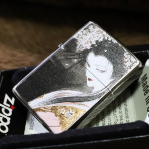 【天野喜孝 ZIPPO】櫻姫 ジッポ USED加工 二面 絵柄彫り フルカラー 人気 プレゼント 天野ジッポ 天野ライター 和柄ジッポ 版画 天野喜孝