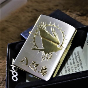 【ZIPPO】和柄 八咫烏 ジッポライター シルバー＆ゴールド加工 綺麗なジッポ キラキラ ジッポ ライター 神獣 人気 参政党 ライター ヤタ