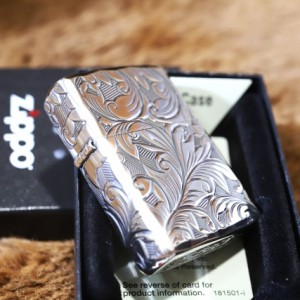 Armor ZIPPO 重厚アーマー 5面 リーフ LEAF シルバー いぶし加工 人気 Zippo 深彫り アーマージッポ 銀 かっこいい 5NC LEAF ライター プ