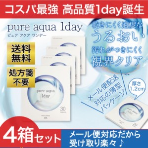 【送料無料】 4箱セット 1箱30枚 コンタクト ワンデー ＼20万箱突破記念／緊急値下げ コンタクトレンズ ピュアアクア1day