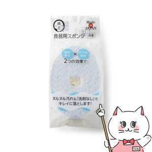 猫壱 ヌルヌル汚れも洗剤なしでキレイに落とす食器用スポンジ 1個入り[happiest](6041325)