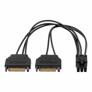 アイネックス PX-016-BK PCI Express6ピン用電源変換ケーブル 15cm ブラック