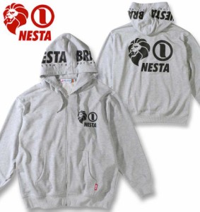 大きいサイズ NESTA BRAND 裏毛 フルジップパーカー ミックスグレー 3L 4L 5L 6L 8L/1278-3392-1-108