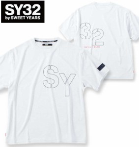 大きいサイズ SY32 by SWEET YEARS ステンシルロゴ 半袖 Tシャツ ホワイト×グレー 3L 4L 5L 6L/1278-4292-1-110