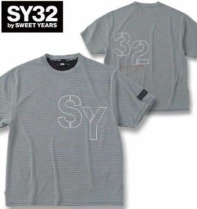 大きいサイズ SY32 by SWEET YEARS ステンシルロゴ 半袖 Tシャツ ブラック×グレー 3L 4L 5L 6L/1278-4292-2-110