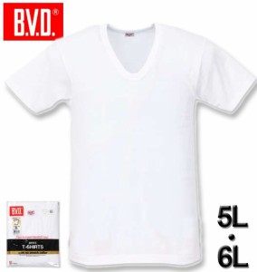 大きいサイズ B.V.D. U首半袖Tシャツ ホワイト 5L 6L/1249-2271-1-20