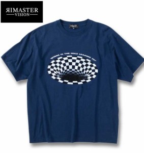 大きいサイズ RIMASTER VISION 天竺 トリックアート 半袖 Tシャツ ネイビー 3L 4L 5L 6L 8L/1268-4221-2-29