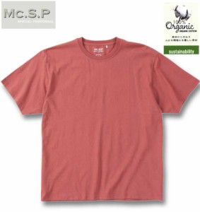 大きいサイズ Mc.S.P オーガニックコットン クルーネック 半袖 Tシャツ レッド 3L 4L 5L 6L 7L 8L/1278-4510-4-29