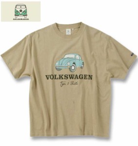 大きいサイズ VOLKSWAGEN 天竺 半袖 Tシャツ ベージュ 3L 4L 5L 6L 8L/1268-4200-1-36