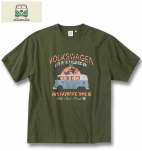 大きいサイズ VOLKSWAGEN 天竺 半袖 Tシャツ カーキ 3L 4L 5L 6L 8L/1268-4201-1-36