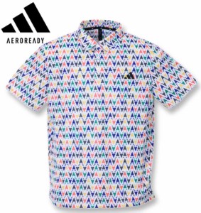 大きいサイズ adidas golf アディダスゴルフ マルチカラープリント半袖B.Dシャツ ホワイト 3XL/1278-3213-1-138