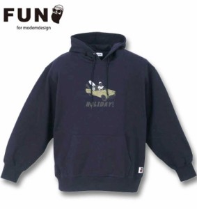 大きいサイズ FUN for modemdesign fun friends ojisan プルパーカー ネイビー 3L 4L 5L 6L/1278-3609-2-138