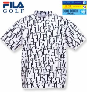 大きいサイズ FILA GOLF 総柄 モックネック 半袖シャツ ホワイト 3L 4L 5L 6L/1278-4255-1-138