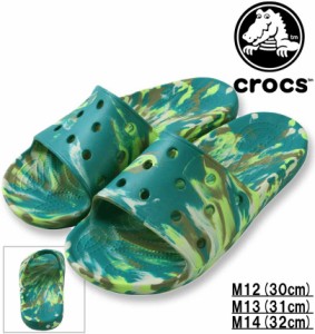 大きいサイズ crocs クロックス サンダル (CLASSIC MARBLE SLIDE) ライムエード×マルチ M12/30cm M13/31cm M14/32cm 1240-3391-1-45