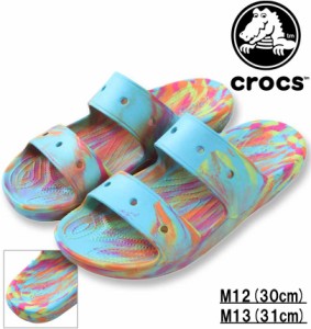 大きいサイズ crocs クロックス サンダル (CLASSIC CROCS MARBLE SANDAL) ネプチューン×マルチ M12/30cm M13/31cm 1240-3392-1-45