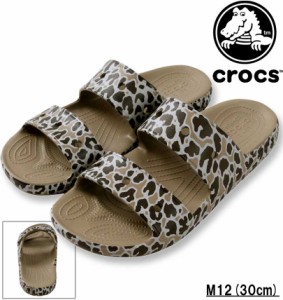 大きいサイズ crocs クロックス サンダル (CLASSIC ANIMAL PRINT SANDAL) カーキ×レオパード M12/30cm 1240-3393-1-45