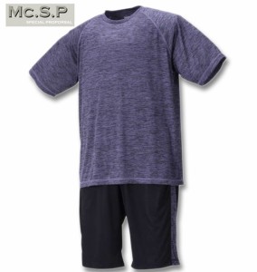 大きいサイズ Mc.S.P DRYカチオン杢半袖Tシャツ+ハーフパンツ ネイビー×ブラック 3L 4L 5L 6L 8L/1256-1210-1-45