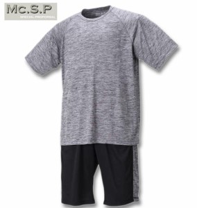大きいサイズ Mc.S.P DRYカチオン杢半袖Tシャツ+ハーフパンツ チャコール×ブラック 3L 4L 5L 6L 8L/1256-1210-2-45