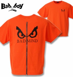 大きいサイズ BAD BOY バックZIPロゴプリント半袖Tシャツ オレンジ 3L 4L 5L 6L/1268-0290-1-45