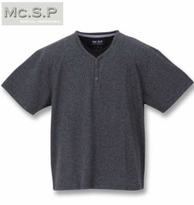 大きいサイズ Mc.S.P パイルフェイクレイヤードヘンリー半袖Tシャツ ブラック杢 3L 4L 5L 6L 7L 8L/1278-3546-1-45