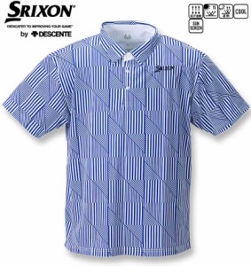 大きいサイズ SRIXON 【松山英樹プロモデル】変形ストライプ半袖シャツ ブルー 3L 4L 5L 6L/1278-3240-1-148