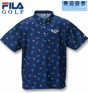 大きいサイズ FILA GOLF フリージングカノコエレメントプリント半袖シャツ ネイビー 3L 4L 5L 6L/1278-3283-2-148