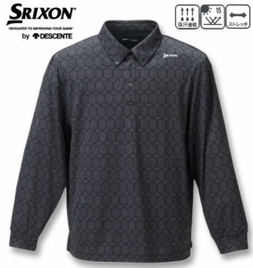 大きいサイズ SRIXON ジャガード総柄デザイン 長袖シャツ ブラック 3L 4L 5L 6L/1278-3310-2-148